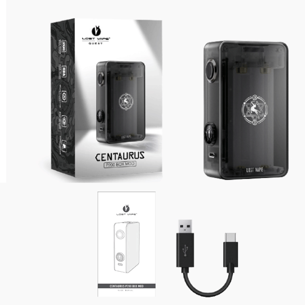 E-CIGARETTE ELECTRONIQUE MOD BOX LOST VAPE CENTAURUS P200 CONTENU PACK