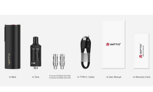 KIT E-CIGARETTE VAPTIO COSMO 2 RESISTANCE CONTENU KIT